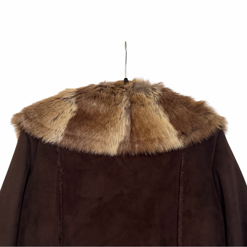 Penny Lane Style Faux Fur Trim Teddy Lined Super Warm Boho Coat Size L - Picture 7 of 12